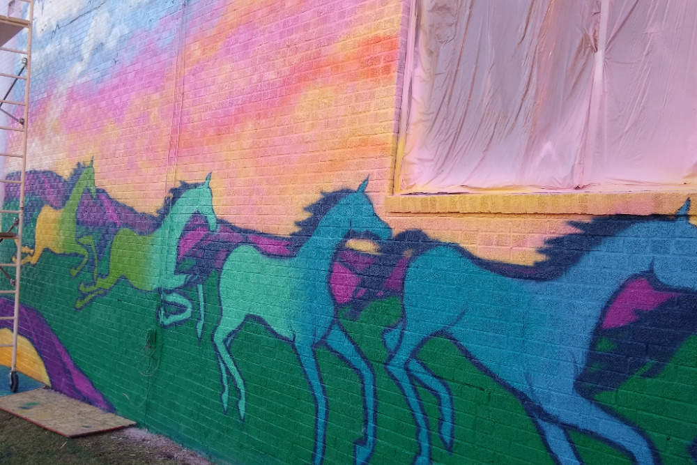 Mocksville Mural Slide Four - Horses Detail